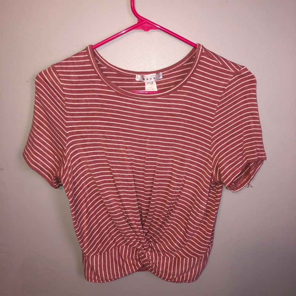 pink and white striped crop top